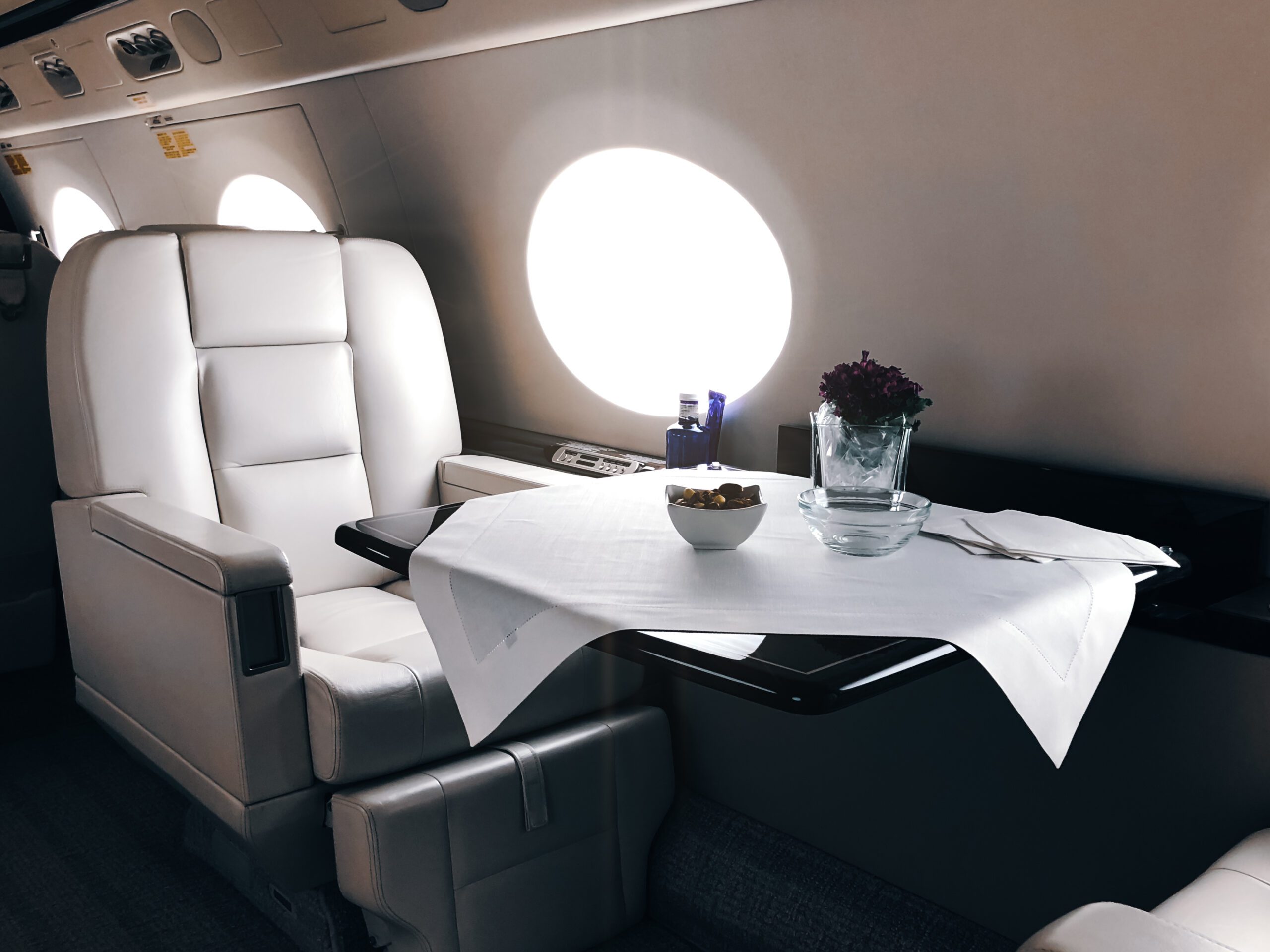 Interior of a private luxury jet
